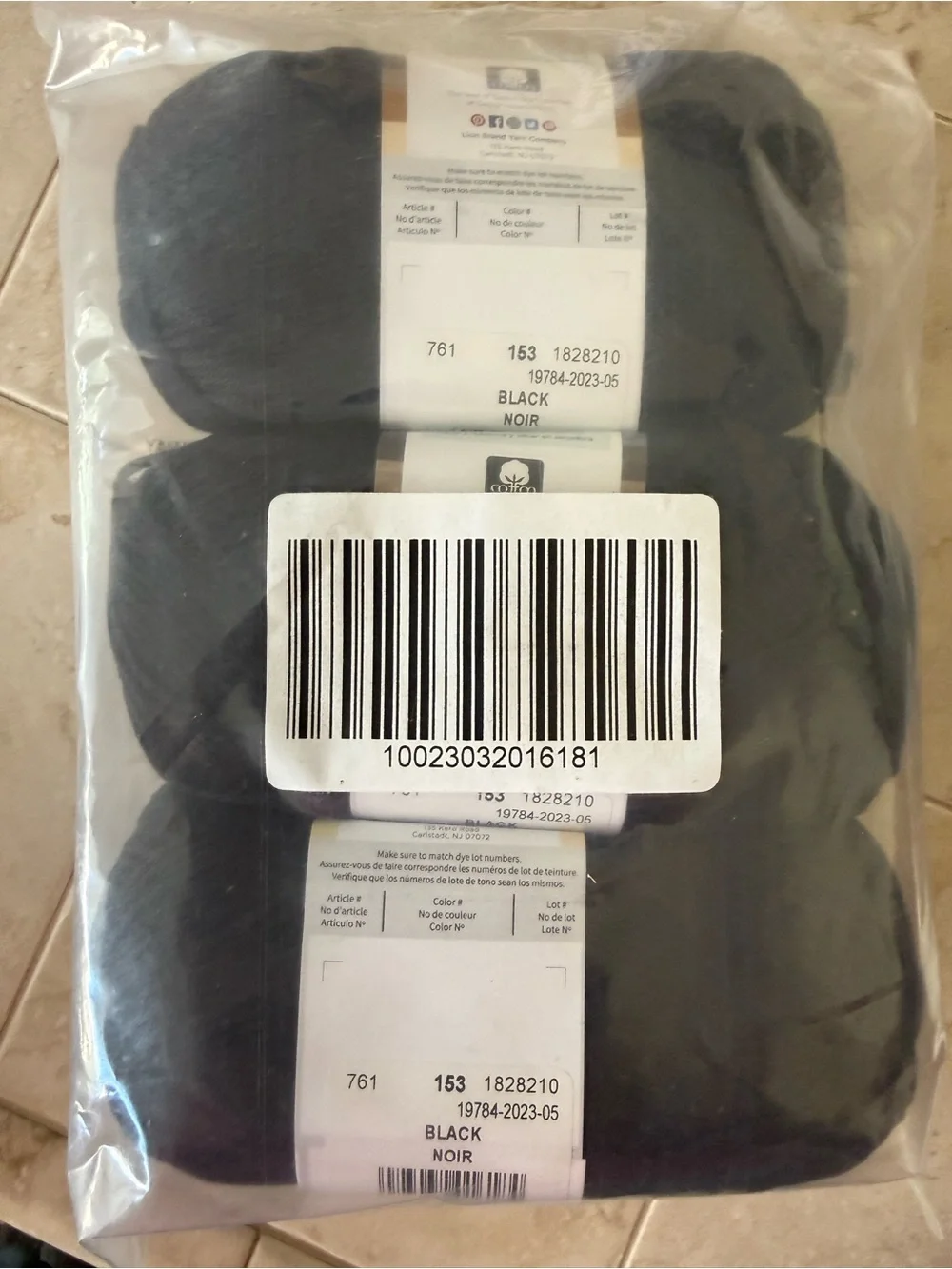 Lion Brand Yarn 24/7 Cotton– Black
